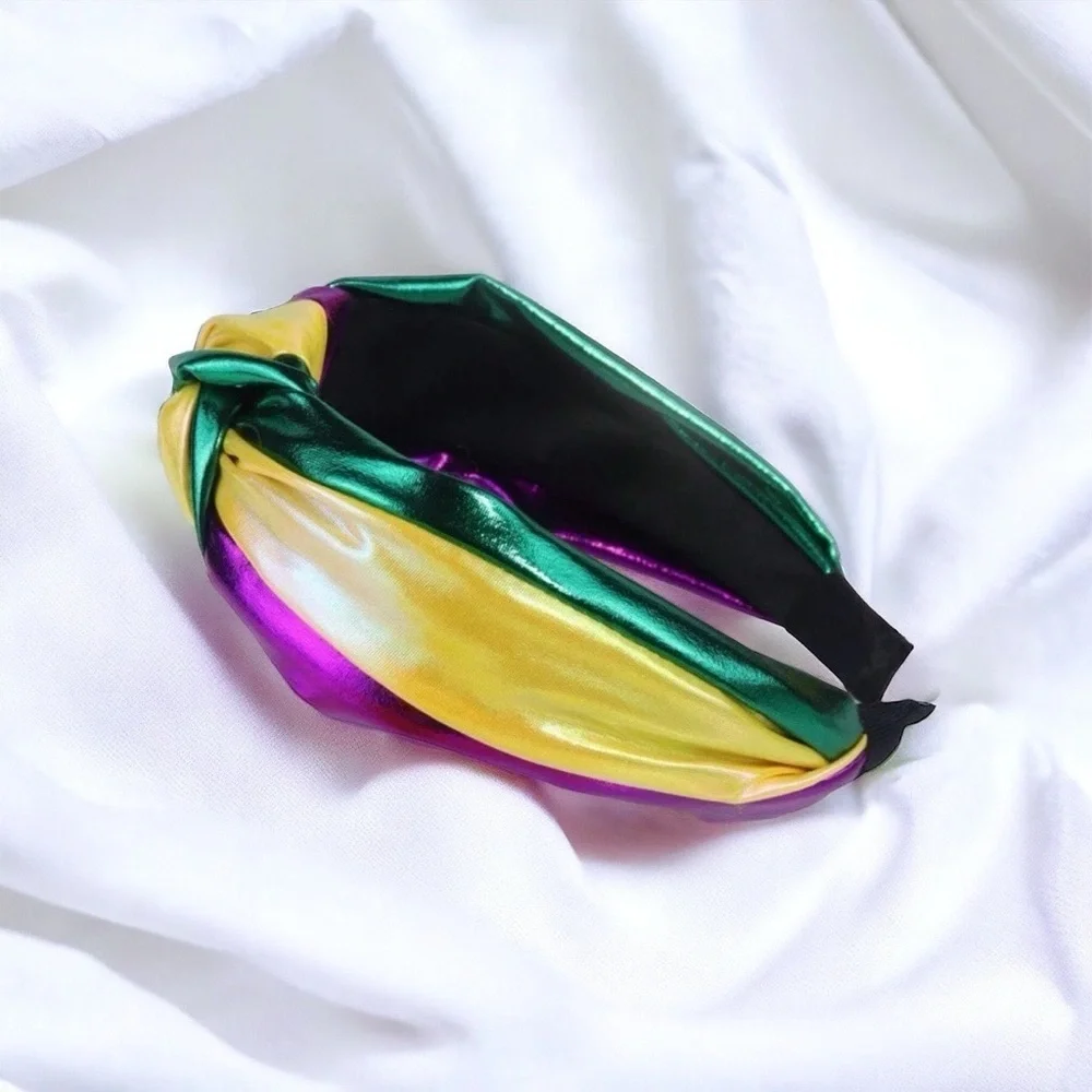 Fiesta Flair: Shimmering Mardi Gras Headband in Purple, Green & Gold! Brand New